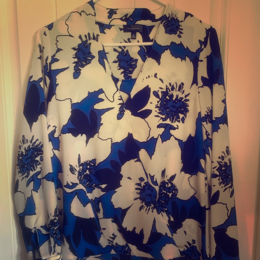 LIMITED Blue and Black Flower Blouse - Picture 1 of 3